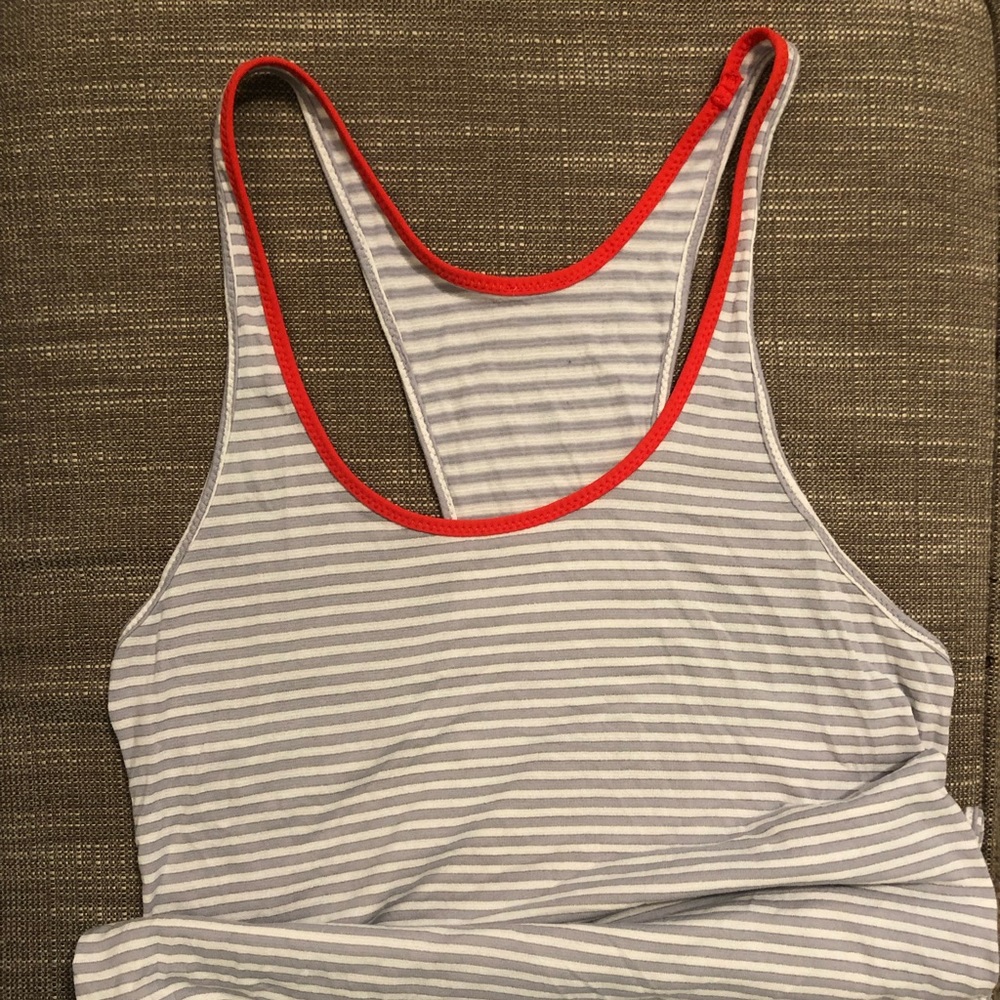 SOLD - Lululemon Grey and White Stripe Tank